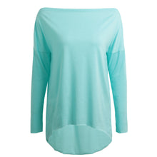 Off The Shoulder Top For Women Sexy Asymmetric Hem T Shirt Woman Blue Loog Sleeve Tee Shirt Femme Ladies Slash Neck Top