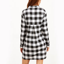Plaid Shirt Dress Leisure Vintage Long Plaid Check Print Casual Shirt Dress Mini Plus Size Party Dresses