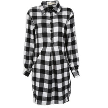 Plaid Shirt Dress Leisure Vintage Long Plaid Check Print Casual Shirt Dress Mini Plus Size Party Dresses