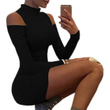 Long Sleeve Dresses Sexy Off Shoulder Bodycon Party Dresses Women Turtleneck Solid Dress Vestidos Plus Size GV470