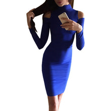 Long Sleeve Dresses Sexy Off Shoulder Bodycon Party Dresses Women Turtleneck Solid Dress Vestidos Plus Size GV470