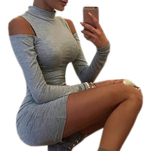 Long Sleeve Dresses Sexy Off Shoulder Bodycon Party Dresses Women Turtleneck Solid Dress Vestidos Plus Size GV470