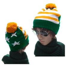 Men Women Knitted Hats American Flag Star Stripes Bobble Beanie Ski Hat Thick Cap Unisex Headwear