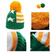 Men Women Knitted Hats American Flag Star Stripes Bobble Beanie Ski Hat Thick Cap Unisex Headwear