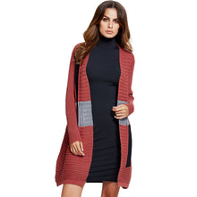 Cardigan Sweater Block Pattern Long Sleeves Loose Knitwear Coat