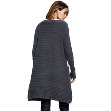 Cardigan Sweater Block Pattern Long Sleeves Loose Knitwear Coat