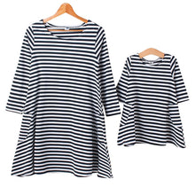 Baby & Mom Family Matching Outfits Dress Women Kids Pajamas Stripe Three Quater Sleeve Mother and Child Clothing