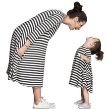 Baby & Mom Family Matching Outfits Dress Women Kids Pajamas Stripe Three Quater Sleeve Mother and Child Clothing