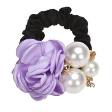 Pearls Beads Rose Flower Hair Band Rope Scrunchie Ponytail Holder Girls Headdress Hair Ropes Gift