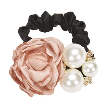 Pearls Beads Rose Flower Hair Band Rope Scrunchie Ponytail Holder Girls Headdress Hair Ropes Gift