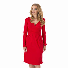 Big Size Ladies Office Work Dress Elegant V-neck Long Sleeve Pleated Slim Dress 6 Colors Bodycon Package Hip Vestidos