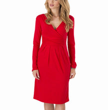 Big Size Ladies Office Work Dress Elegant V-neck Long Sleeve Pleated Slim Dress 6 Colors Bodycon Package Hip Vestidos