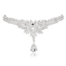 Bling Pendant Crown Headband Water Drop Rhinestone Hairband for Wedding Party Forehead Jewelry