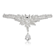 Bling Pendant Crown Headband Water Drop Rhinestone Hairband for Wedding Party Forehead Jewelry