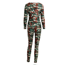 Sexy Outfits Women Jumpsuit Camouflage Print V Neck Long Sleeve Bodycon Playsuit Rompers Army Green Catsuit