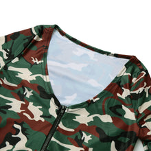 Sexy Outfits Women Jumpsuit Camouflage Print V Neck Long Sleeve Bodycon Playsuit Rompers Army Green Catsuit