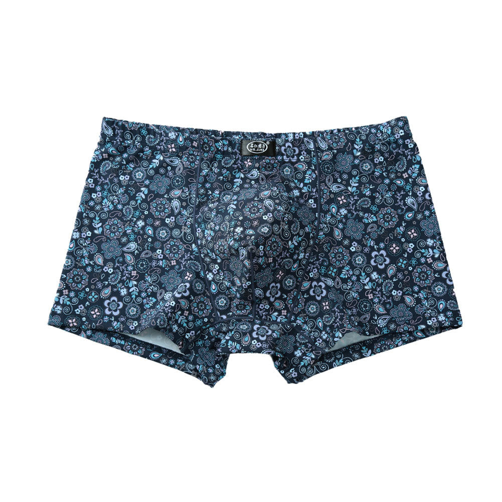 Breathable Underwear Mens Boxers Shorts Boxers Flora Print Elastic Waist Underpants Men Boxer Underwear Panties