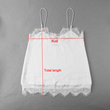 Camisas Femininas Sexy Womens Lace Trim Chiffon Vest Spaghetti Strap White Camisole Deep V-Neck Sleeveless Lined Tank Top