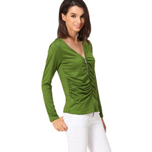 Camisas Femininas Long Sleeve Tshirt Women T Shirt Tops Poleras De Mujer Zip Ruched T-shirt Blusa Tee Shirt Femme