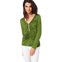 Camisas Femininas Long Sleeve Tshirt Women T Shirt Tops Poleras De Mujer Zip Ruched T-shirt Blusa Tee Shirt Femme