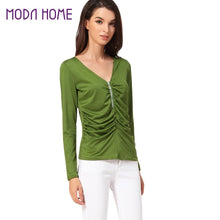Camisas Femininas Long Sleeve Tshirt Women T Shirt Tops Poleras De Mujer Zip Ruched T-shirt Blusa Tee Shirt Femme