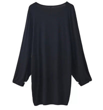 Chic V neck Bone Print Batwing Sleeve Short Dress Woman Vintage long sleeve Package hips Dresses Black