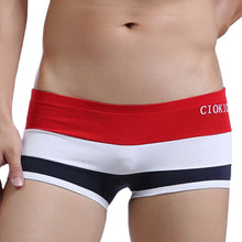 Comfortable Men Boxer Shorts U Convex Pouch Panties Sexy Striped Elastic Waist Breathable Mans Underwear Underpants