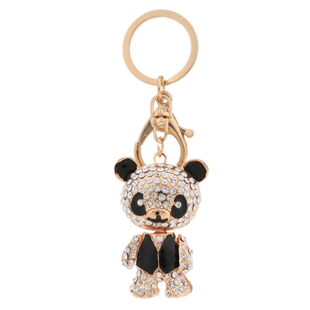 Cute Bear Pendant Key Ring  Crystal Rhinestone Lovely Key Chain Women Jewelry for Car Purse Handbag Charm Decoration Gift