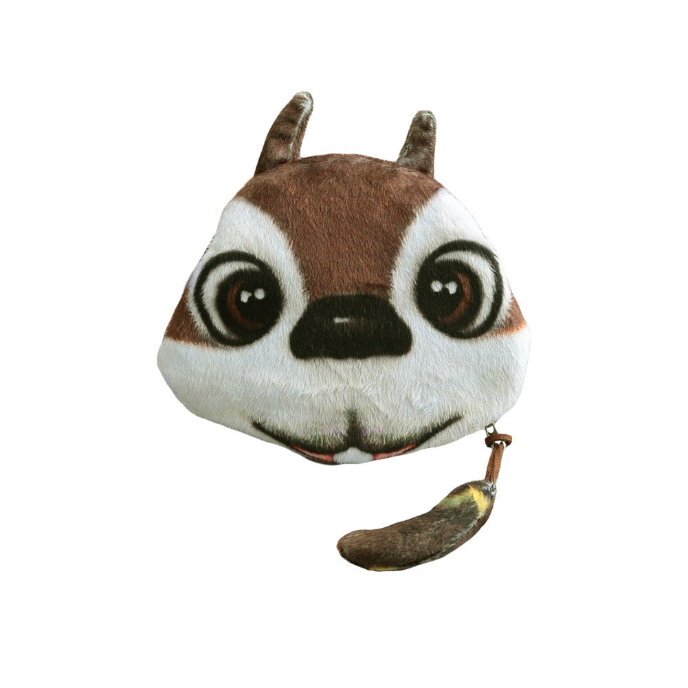 Cute  Women Coin Purse Animal Head Print Zipper Closure Cute Mini Wallet Small Cartoon Clutch Bag