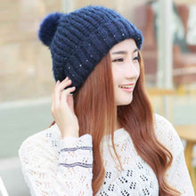 Cute Fur Ball Pompom Women Fashion Keep Warm Hats Knitted Wool Hemming Hat Beanies Accessories Fur Pom Cap