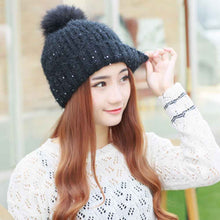 Cute Fur Ball Pompom Women Fashion Keep Warm Hats Knitted Wool Hemming Hat Beanies Accessories Fur Pom Cap