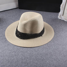 Cute Women Girls Straw Hat Solidcolor Cat Lace Belt Headwear Sun Bucket Sun Hat Women Cap Beachwear Camel/Beige