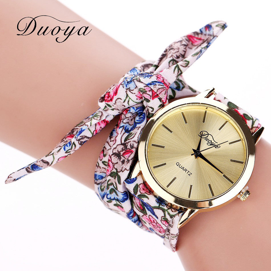 Duoya New Brand Bracelet Watch Dress Female Fashion Women s Flower Star Bow Wristwatch Scarf Band f5f1c851 70e9 4f68 bd67