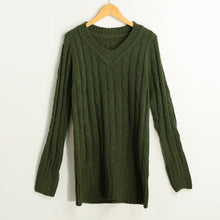 Fall Women Sweaters And Pullovers OL Knitted Sweater Solid Ribbed V-neck Long Sleeve Casual Longline Jumper Sweater Mujer
