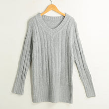 Fall Women Sweaters And Pullovers OL Knitted Sweater Solid Ribbed V-neck Long Sleeve Casual Longline Jumper Sweater Mujer