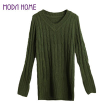 Fall Women Sweaters And Pullovers OL Knitted Sweater Solid Ribbed V-neck Long Sleeve Casual Longline Jumper Sweater Mujer