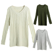 Fall Women Sweaters And Pullovers OL Knitted Sweater Solid Ribbed V-neck Long Sleeve Casual Longline Jumper Sweater Mujer
