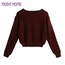 Fall Women Sweaters And Pullovers Knitted Sweater Solid O-Neck Long Sleeve Elegant Pullover Crop Top Knit Crop Top Mujer