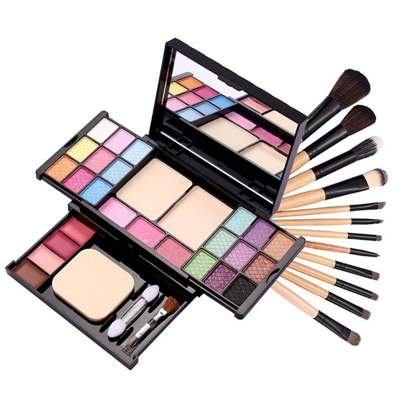 12 PCS Pro Makeup Brush Makeup Cosmetic Tool Leopard Bag Palette combination