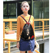 Fashion 3 Women Backpack Set PU Leather Leaf Applique Schoolbag for Teenagers Girls Student Travel Bag Black Mochilas Escolares