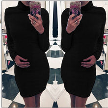 Women Mini Tricot Dress Turtleneck Grey Black Bodycon Office Dresses Casual Knitted Slim Vestidos Q0047
