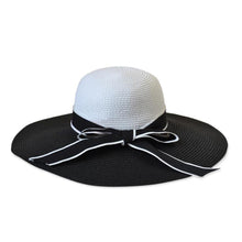 Hats for women Straw Sun Hat Wide Brim Contrastcolor Bowknot Floppy Cap Beach Bohemia Headwear Black and White