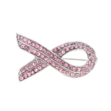 Jewelry Elegant Pink Shinning Rhinestone Crystal Breast Cancer Awareness Ribbon Brooch Pin
