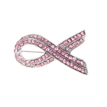 Jewelry Elegant Pink Shinning Rhinestone Crystal Breast Cancer Awareness Ribbon Brooch Pin