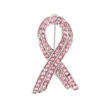 Jewelry Elegant Pink Shinning Rhinestone Crystal Breast Cancer Awareness Ribbon Brooch Pin