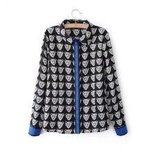 Leopard Head Print Shirts Womens Blouse Turn Down Collar Long Sleeve Chiffon Blouse Plus Size Blusas Women Tops Black