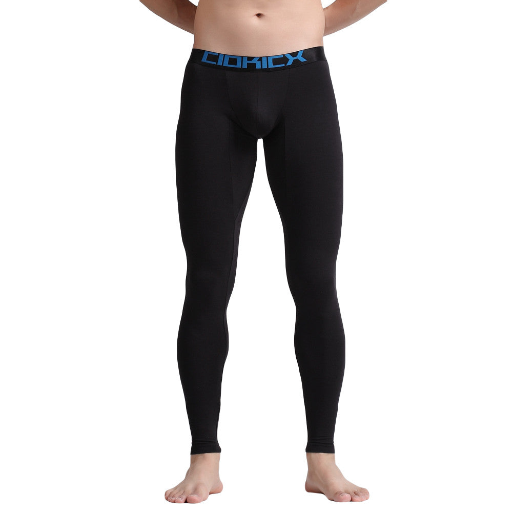 Fashion Men Skinny Leggings Solidcolor Long Johns Underwear Slim Tights Elastic Waist Cotton Sleepwear Thermal Underwear
