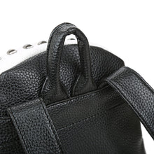 Fashion Women Black/White Backpack PU Leather Rivet Patchwork Casual Student Girls Schoolbag Teenagers Small Vintage Backpacks