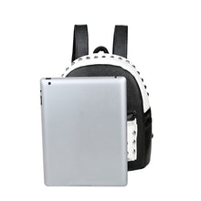 Fashion Women Black/White Backpack PU Leather Rivet Patchwork Casual Student Girls Schoolbag Teenagers Small Vintage Backpacks
