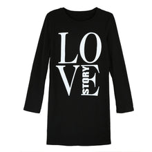 Women Casual T-Shirt Letter Print Long Sleeve Tops Tee Round Neck Women Long T-Shirt Plus Size Grey/Black